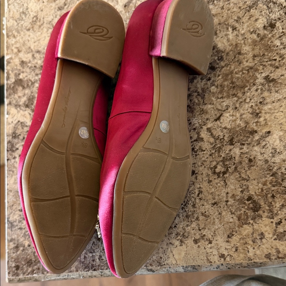Easy Spirit Burgundy Satin Pointed Toe Flats with Crystal Buckle - Picture 5 of 7